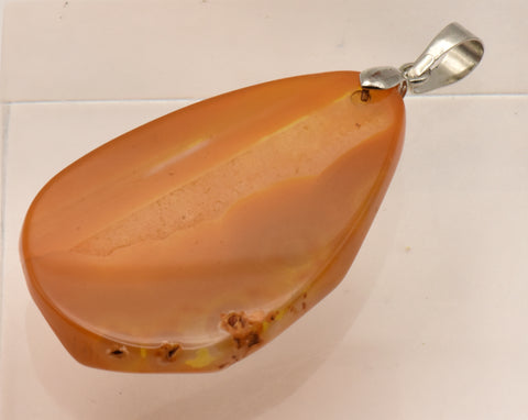 Dyed Orange Agate Chunk Polished Faceted Pendant