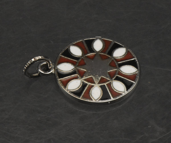 Vintage Enameled Sterling Silver Pendant