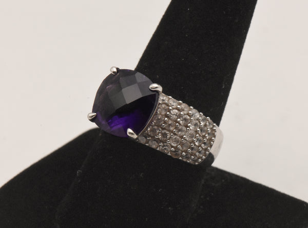 Vintage Sterling Silver Amethyst and Topaz Ring - Size 9