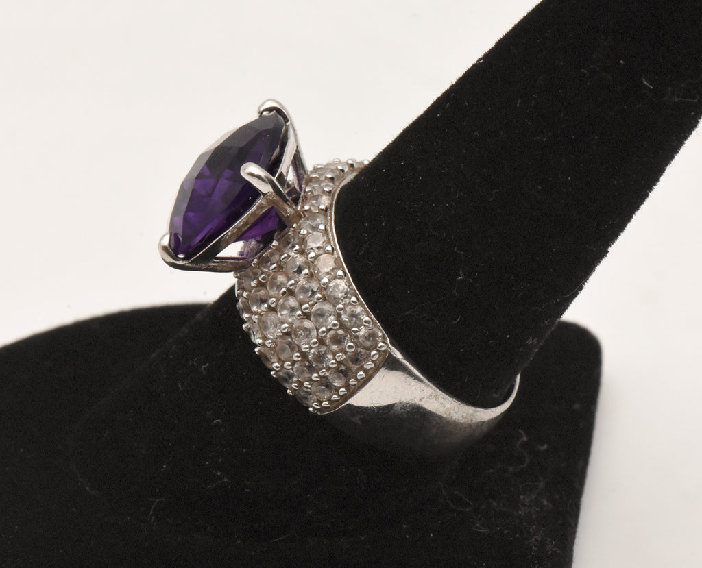 Vintage Sterling Silver Amethyst and Topaz Ring - Size 9
