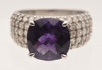 Vintage Sterling Silver Amethyst and Topaz Ring - Size 9