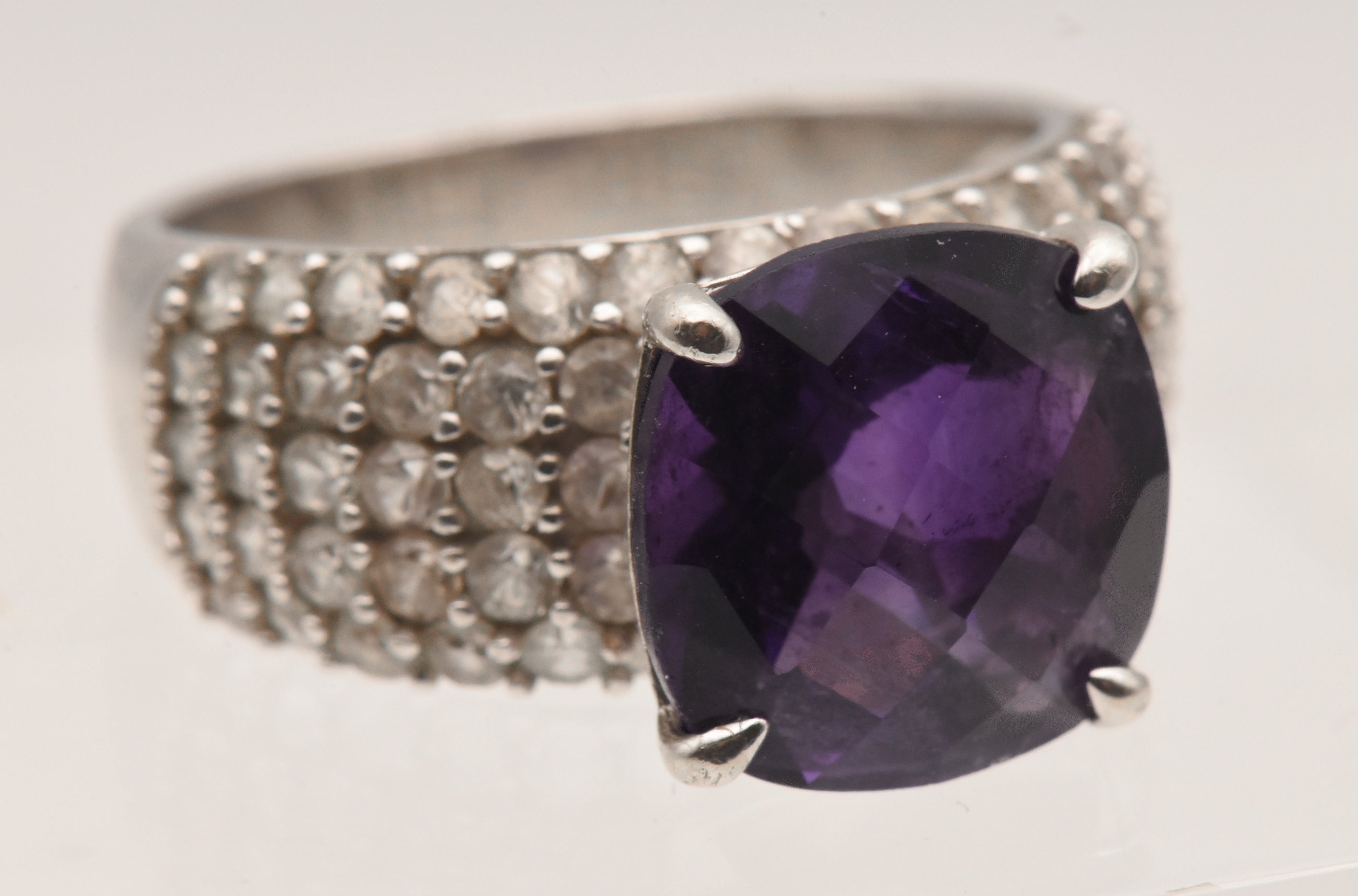 Vintage Sterling Silver Amethyst and Topaz Ring - Size 9