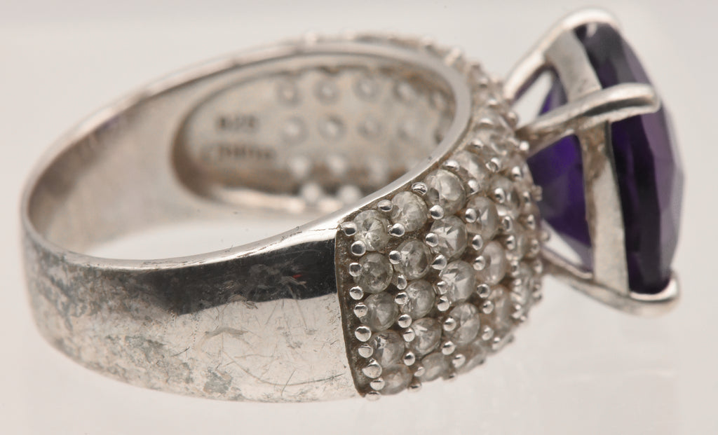 Vintage Sterling Silver Amethyst and Topaz Ring - Size 9