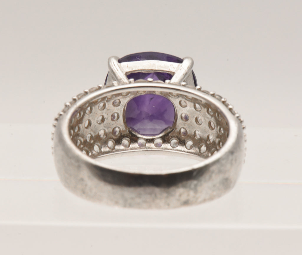 Vintage Sterling Silver Amethyst and Topaz Ring - Size 9
