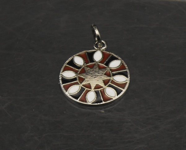 Vintage Enameled Sterling Silver Pendant