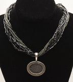 Ammolite Pendant on Multi-Strand Beaded Necklace