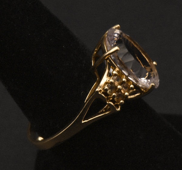 Vintage 14k Gold Rose de France and Andalusite Ring - Size 6.75