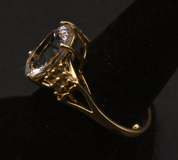 Vintage 14k Gold Rose de France and Andalusite Ring - Size 6.75
