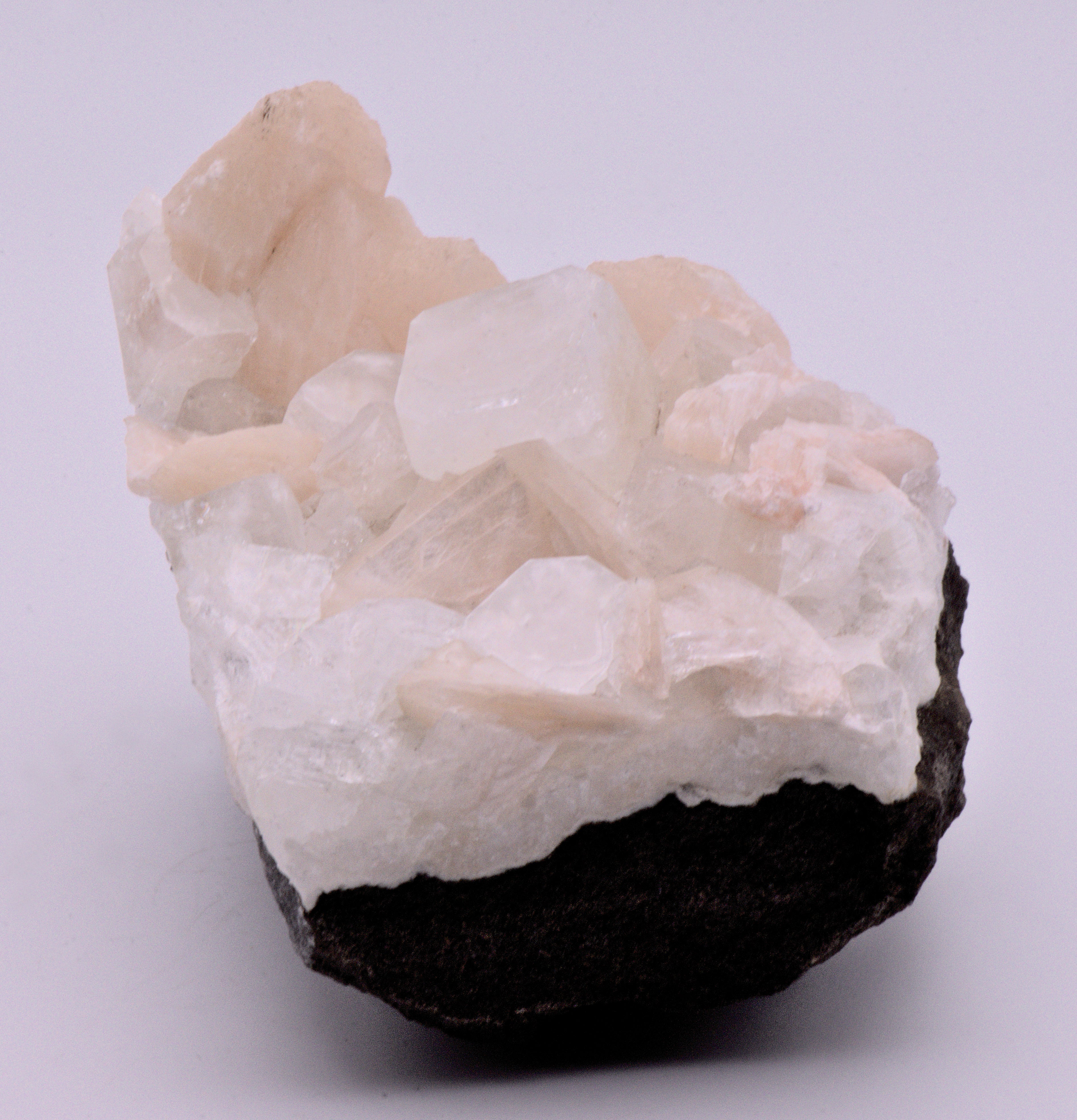 Apophylite with Stilbite on Matrix Cabinet-Size Mineral Specimen - India
