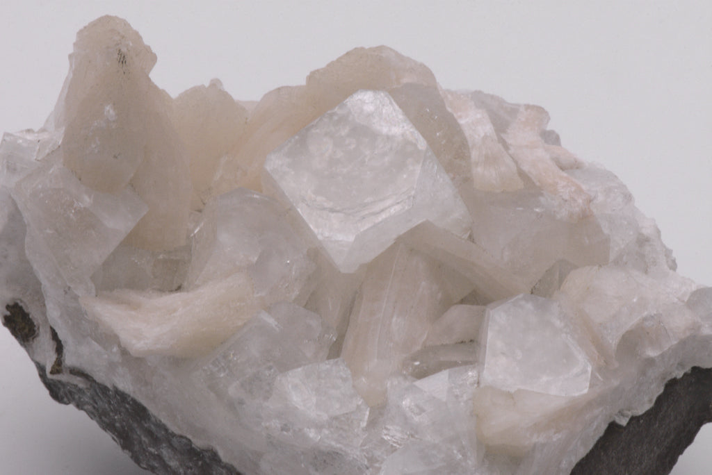 Apophylite with Stilbite on Matrix Cabinet-Size Mineral Specimen - India