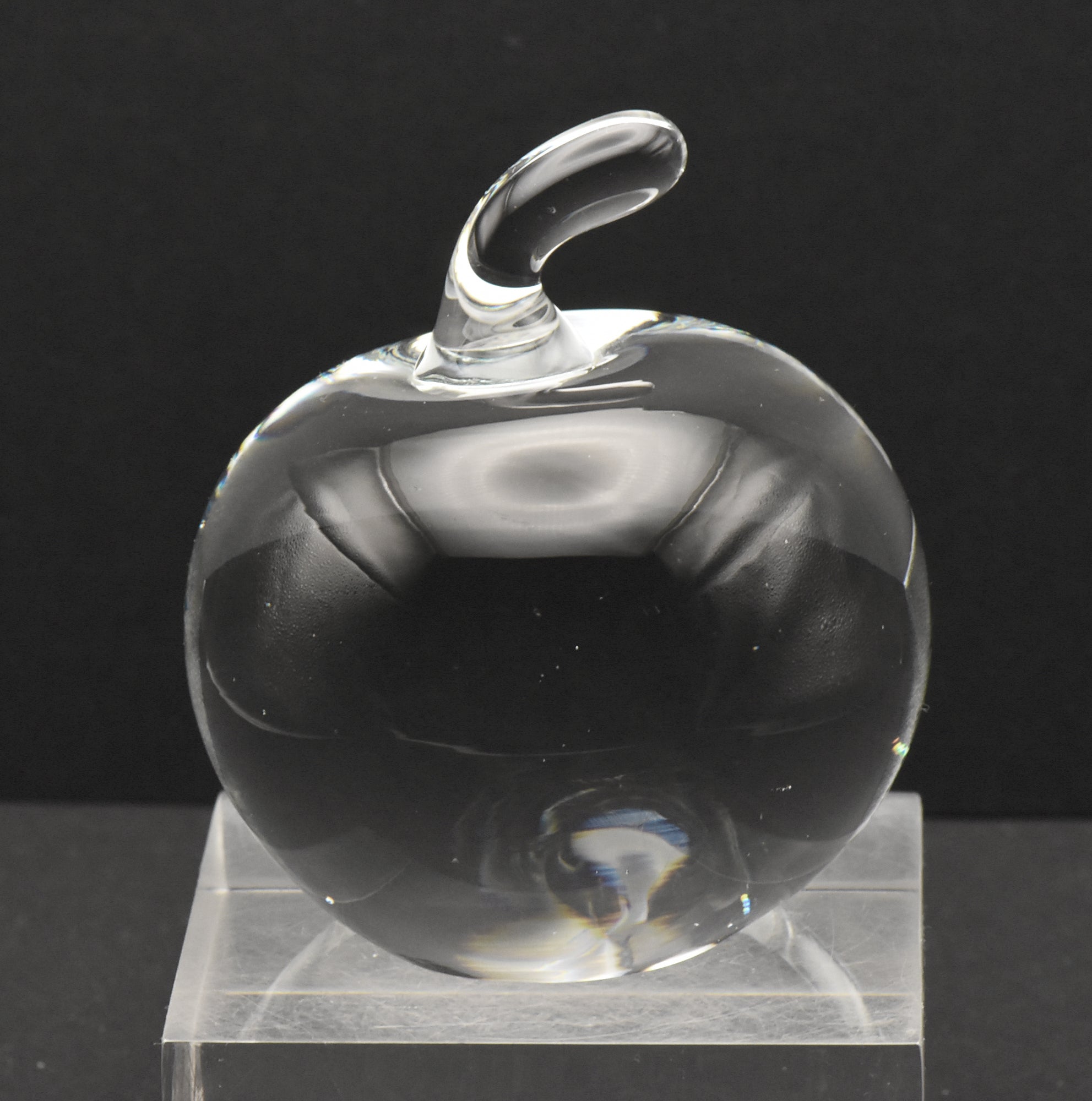 Vintage Colorless Glass Apple Paperweight - 1lb+