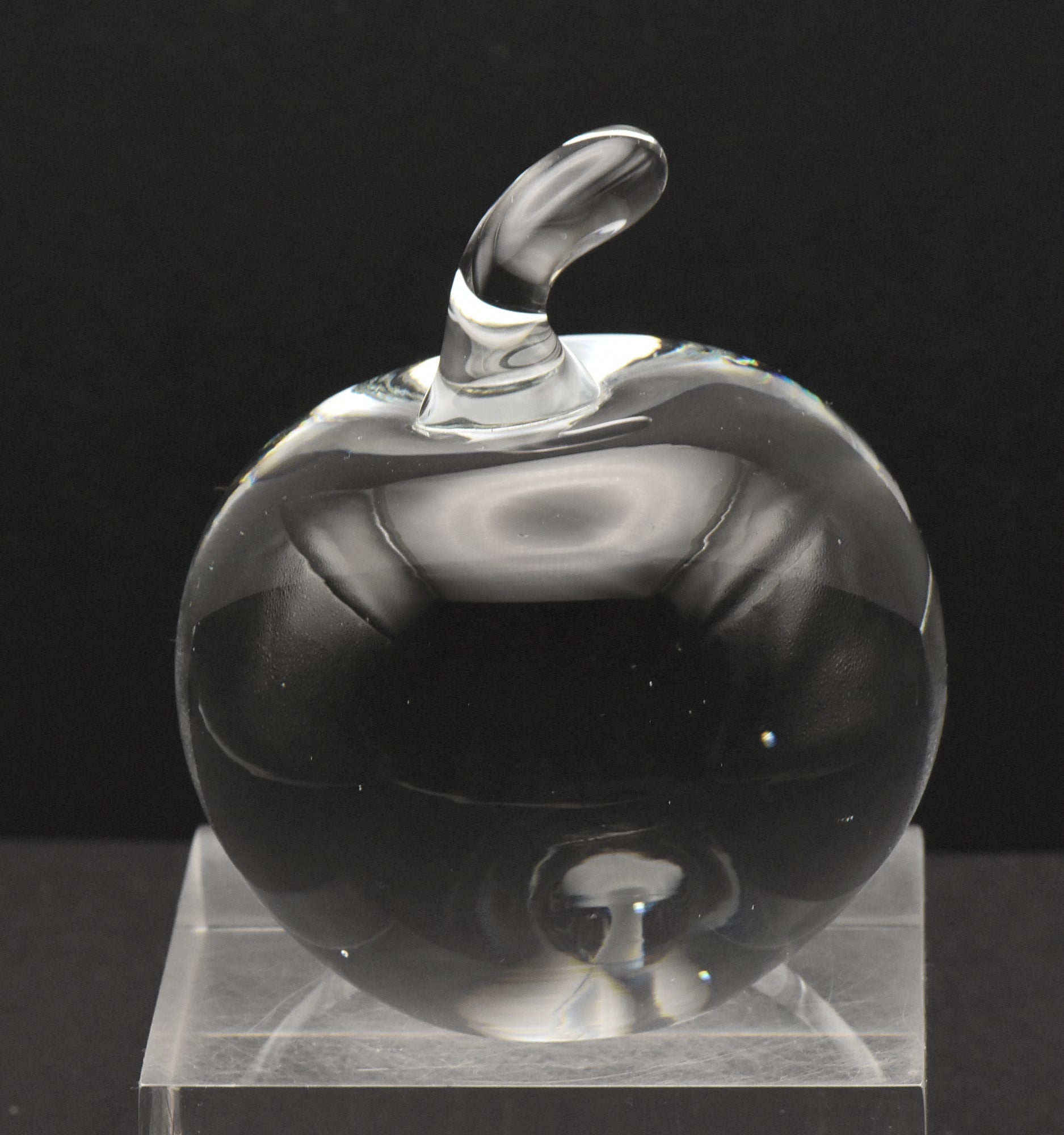 Vintage Colorless Glass Apple Paperweight - 1lb+