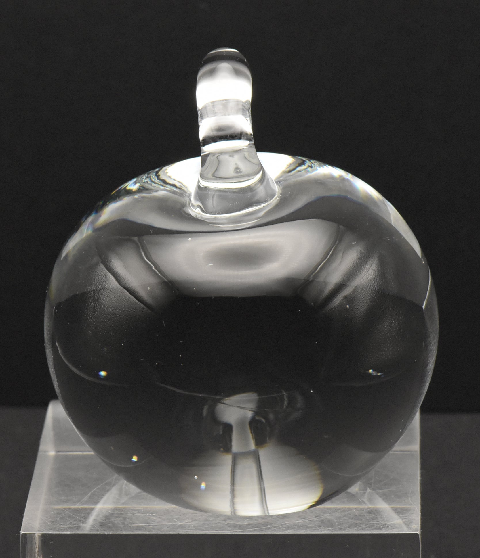 Vintage Colorless Glass Apple Paperweight - 1lb+