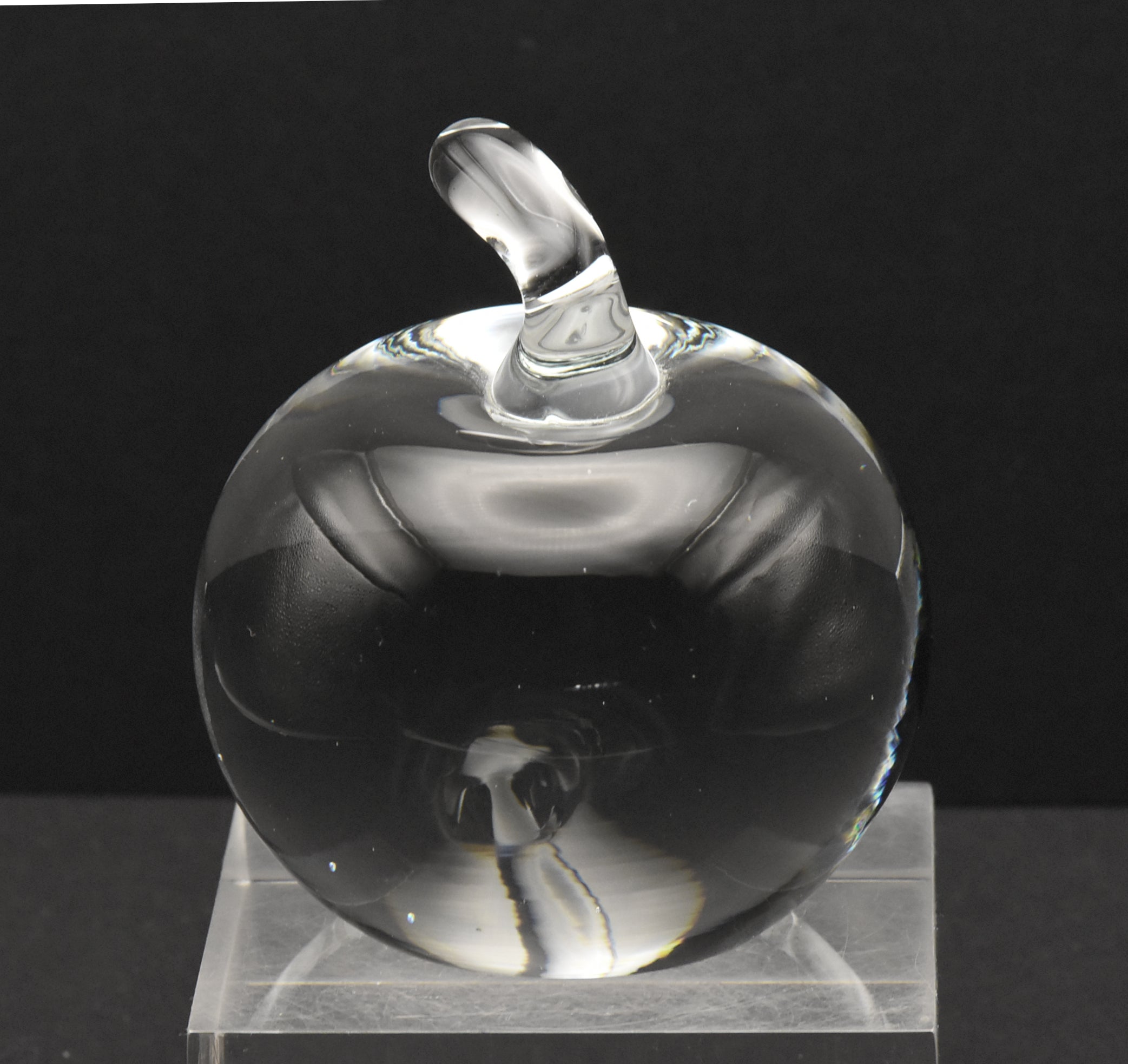 Vintage Colorless Glass Apple Paperweight - 1lb+
