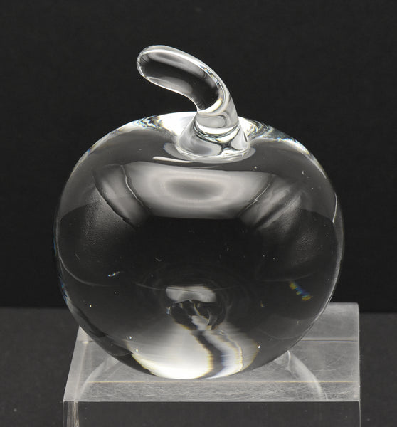 Vintage Colorless Glass Apple Paperweight - 1lb+
