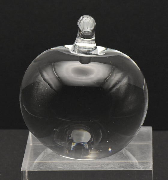 Vintage Colorless Glass Apple Paperweight - 1lb+