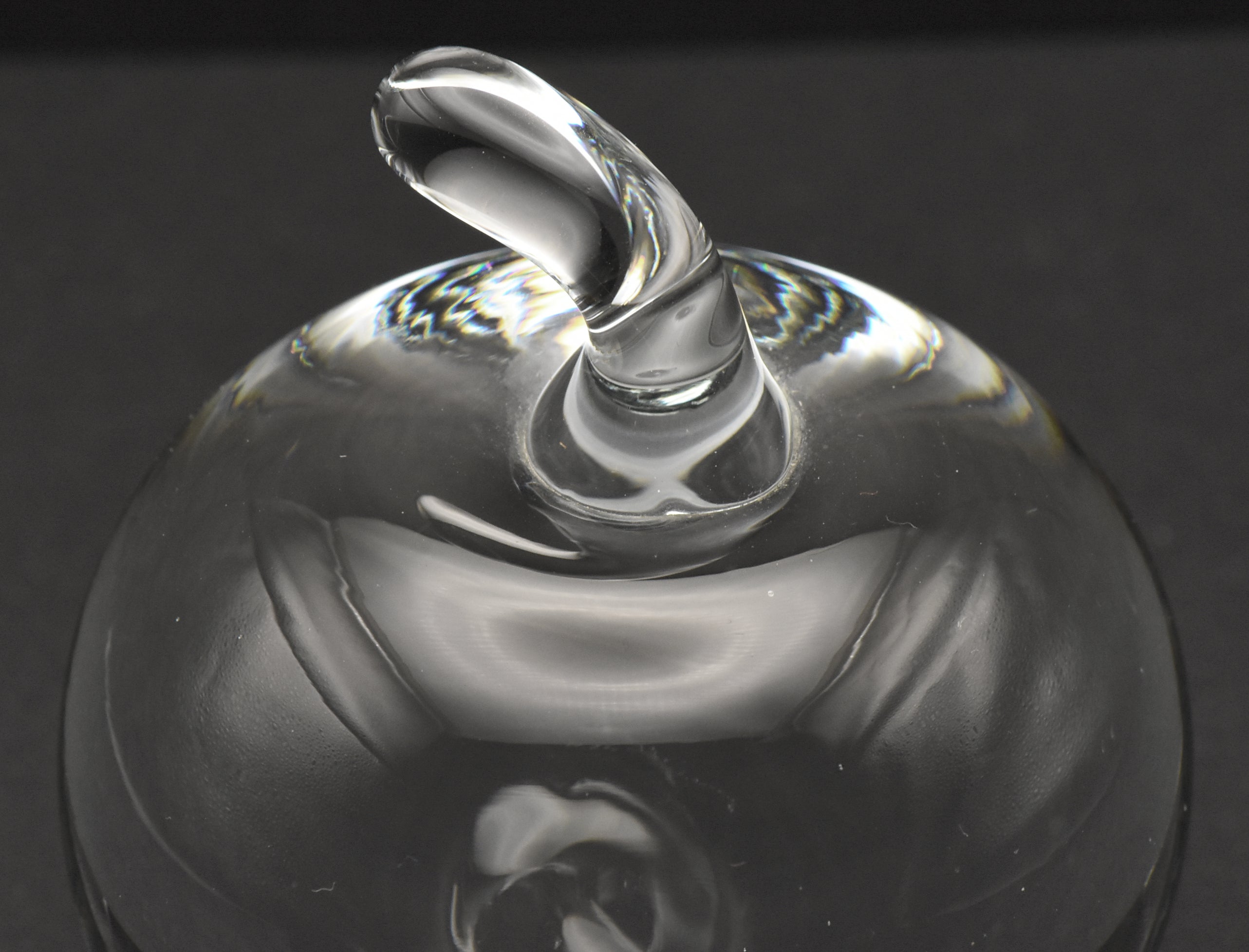 Vintage Colorless Glass Apple Paperweight - 1lb+