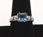 Dyadema - Vintage Sterling Silver Blue Glass Art Deco Ring - Size 9