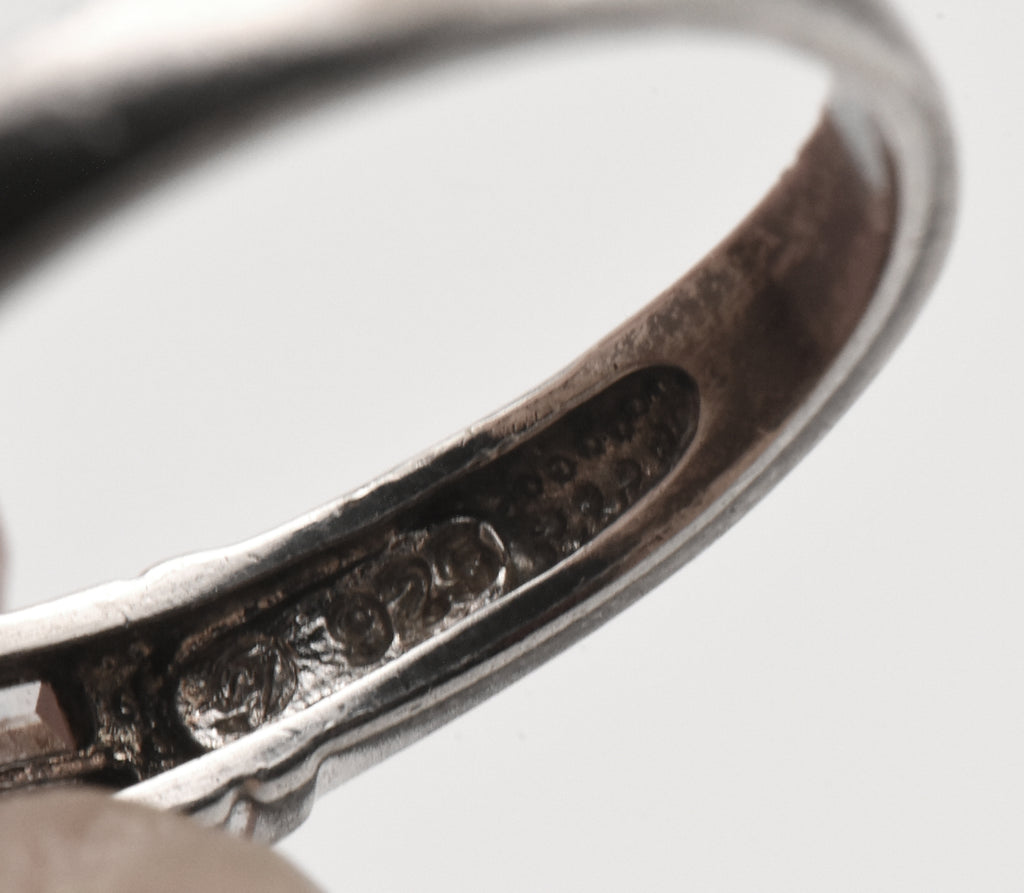 Dyadema - Vintage Sterling Silver Blue Glass Art Deco Ring - Size 9