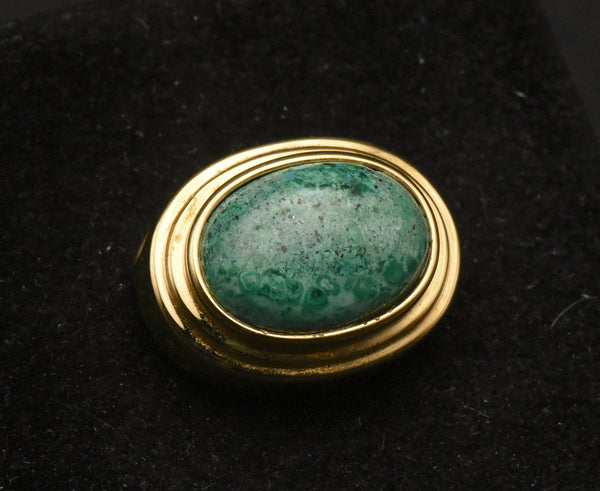 Vintage Chrysocolla Gold Tone Sterling Silver Slide Pendant