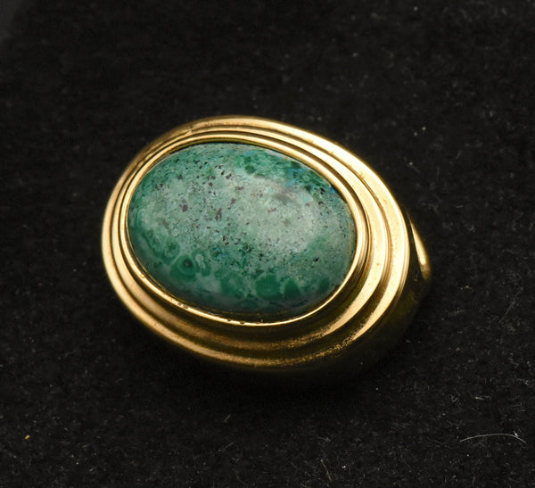 Vintage Chrysocolla Gold Tone Sterling Silver Slide Pendant