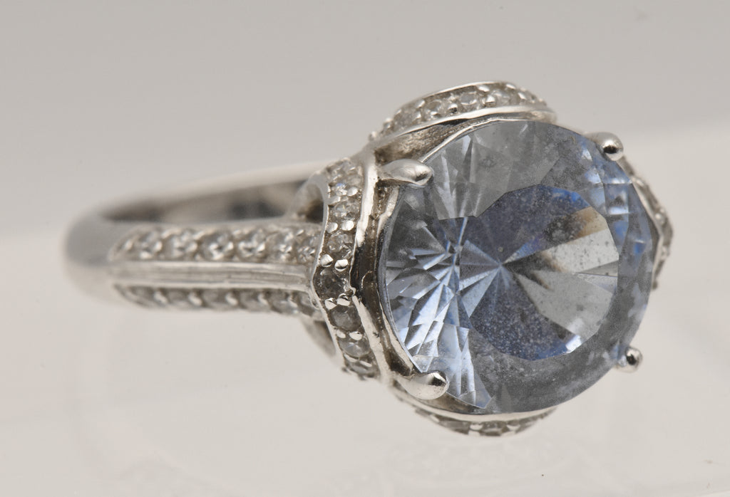 Vintage Sterling Silver Cubic Zirconia Ring - Size 9