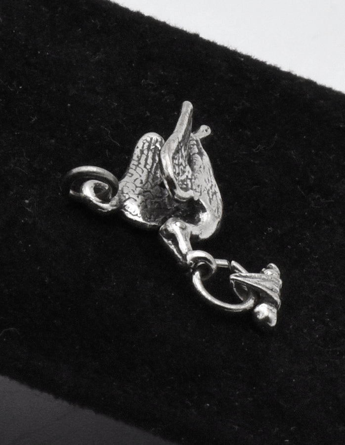 Vintage Sterling Silver Stork with Baby Dangle Charm