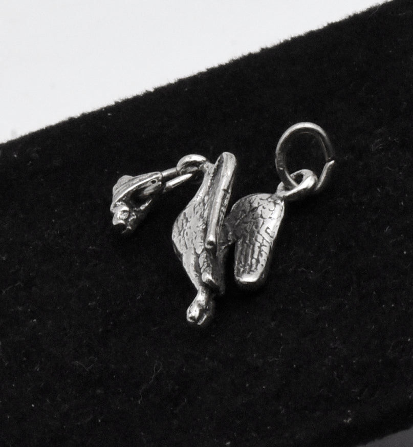 Vintage Sterling Silver Stork with Baby Dangle Charm