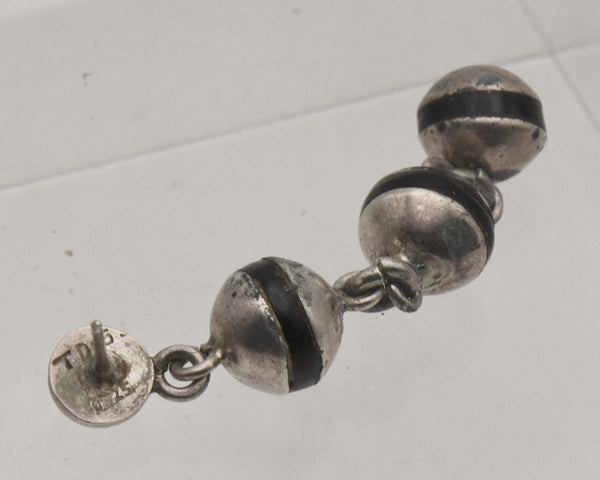 UNMATCHED Handmade Vintage Sterling Silver Triple Ball Drop Dangle Earring