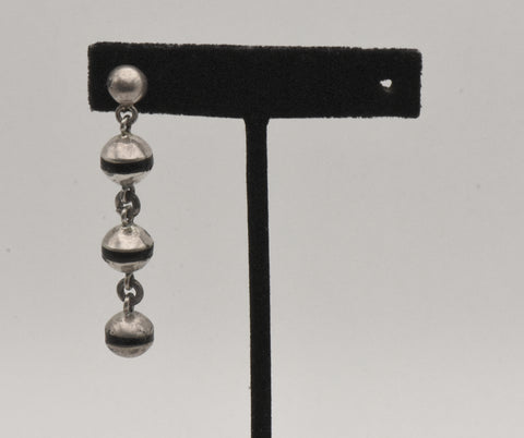 UNMATCHED Handmade Vintage Sterling Silver Triple Ball Drop Dangle Earring