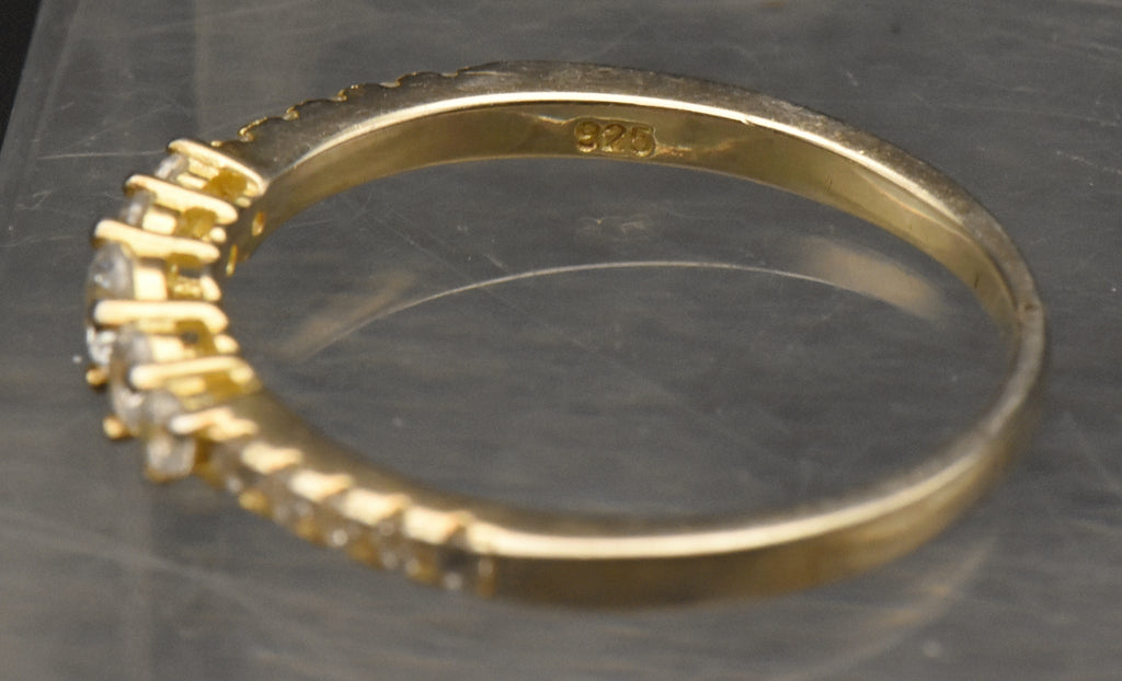 Vintage Gold Tone Sterling Silver Rhinestone Band - Size 8.75