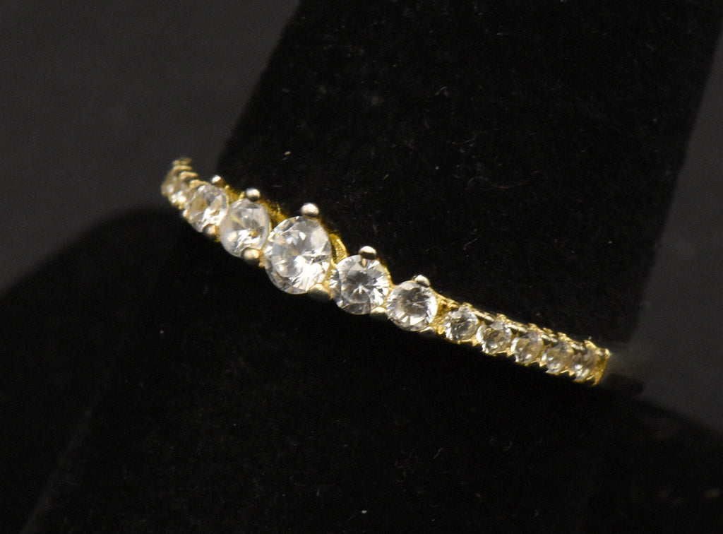 Vintage Gold Tone Sterling Silver Rhinestone Band - Size 8.75