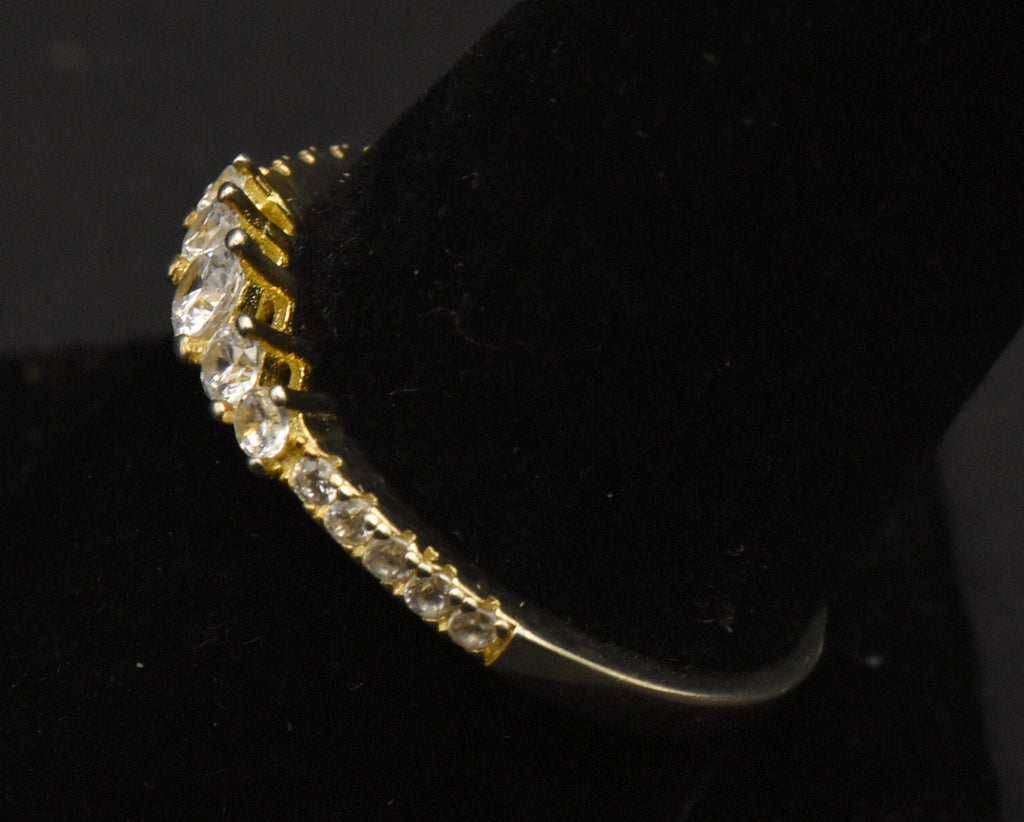 Vintage Gold Tone Sterling Silver Rhinestone Band - Size 8.75