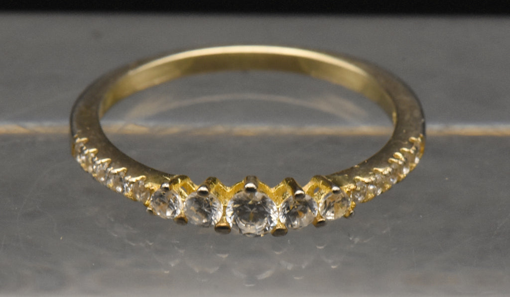 Vintage Gold Tone Sterling Silver Rhinestone Band - Size 8.75