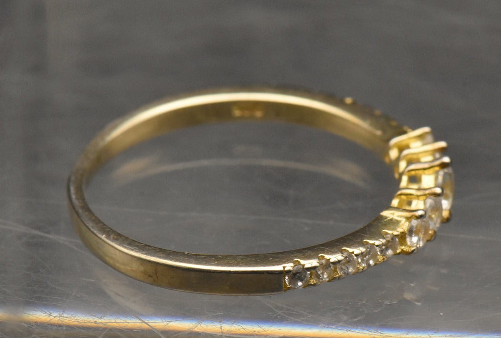 Vintage Gold Tone Sterling Silver Rhinestone Band - Size 8.75