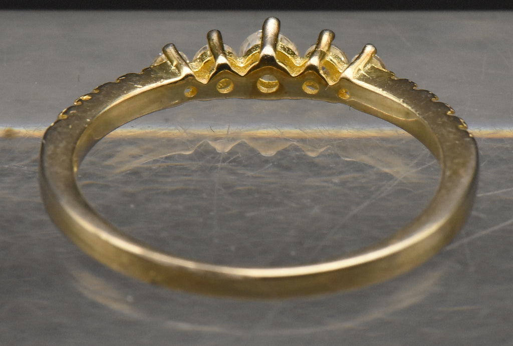 Vintage Gold Tone Sterling Silver Rhinestone Band - Size 8.75