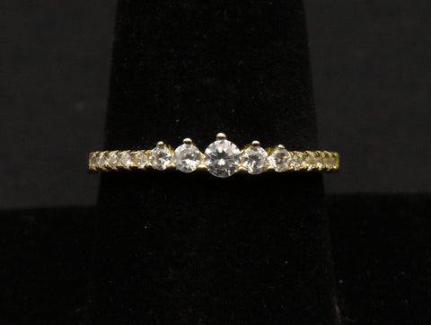 Vintage Gold Tone Sterling Silver Rhinestone Band - Size 8.75