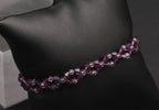 Purple Glass Beaded Bracelet with Sterling Silver Clasp - 7"
