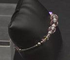 Pink Glass and Silver Beaded Bracelet with Sterling Silver Clasp - 7"