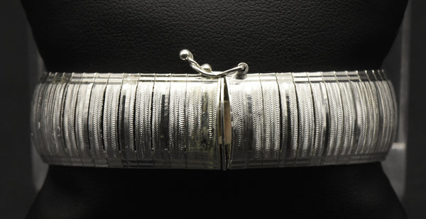 Vintage Sterling Silver Flexible Clasped Italian Bracelet - 7.5"