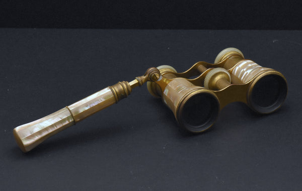 Lemaire - Antique Brass and Mother of Pearl Opera Glasses with Handle