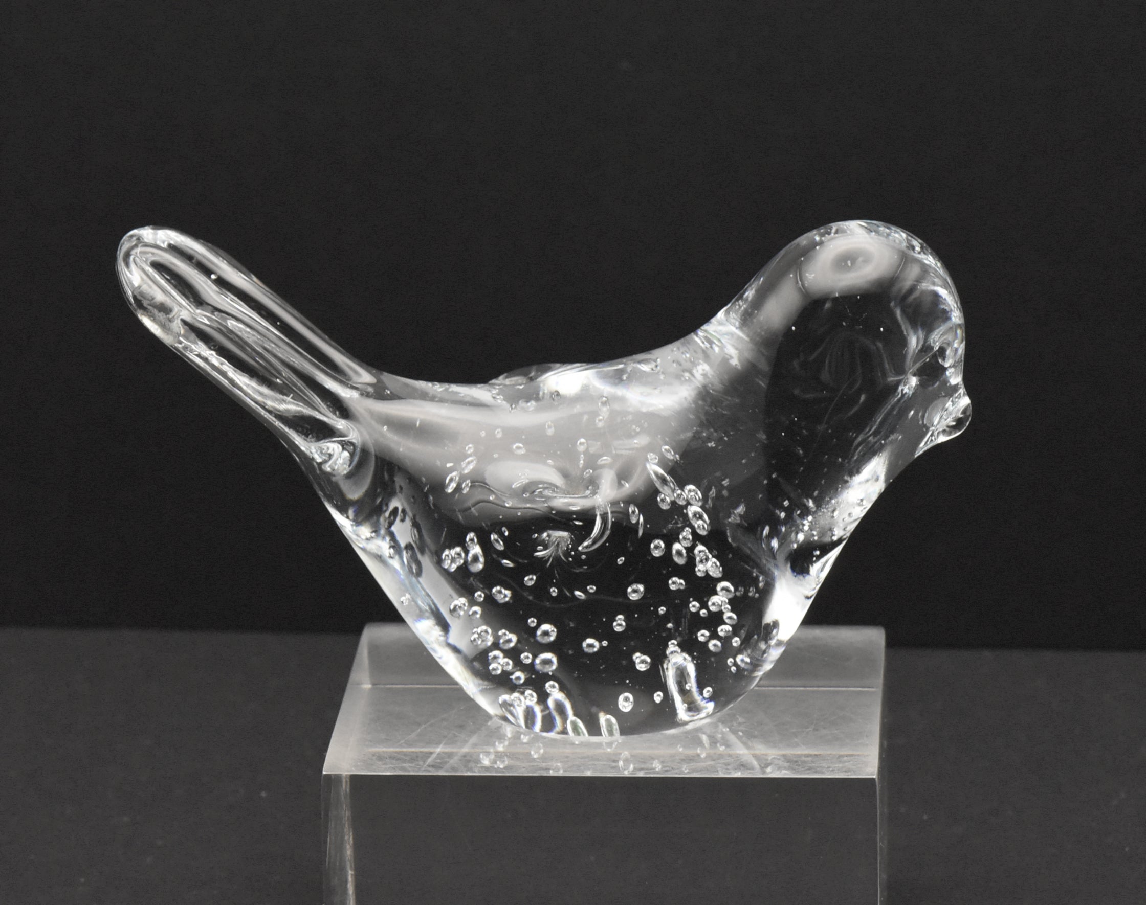 Vintage Colorless Glass Bird Figurine Paperweight