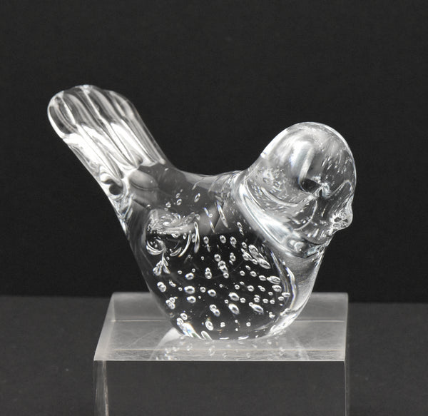 Vintage Colorless Glass Bird Figurine Paperweight