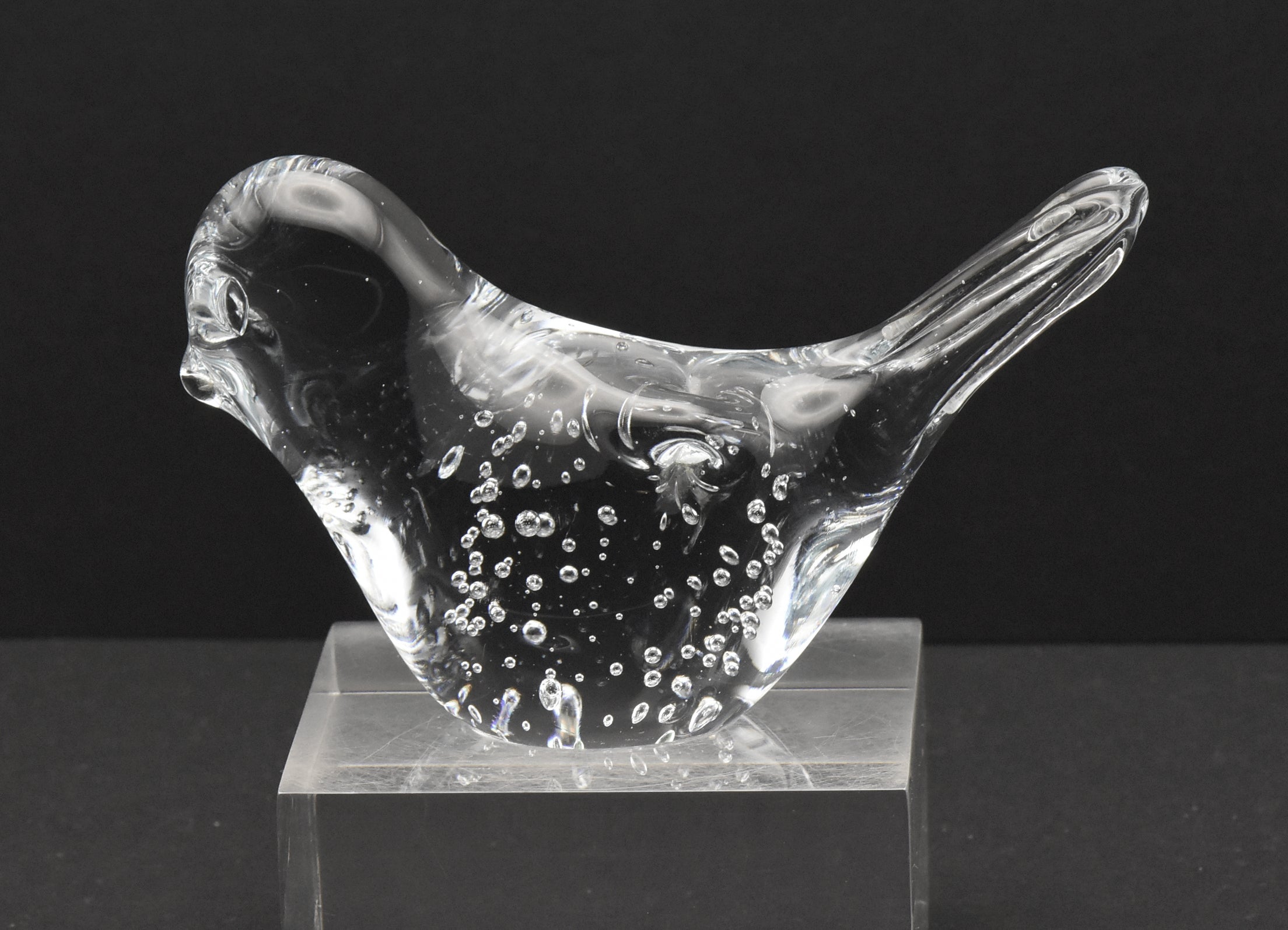 Vintage Colorless Glass Bird Figurine Paperweight