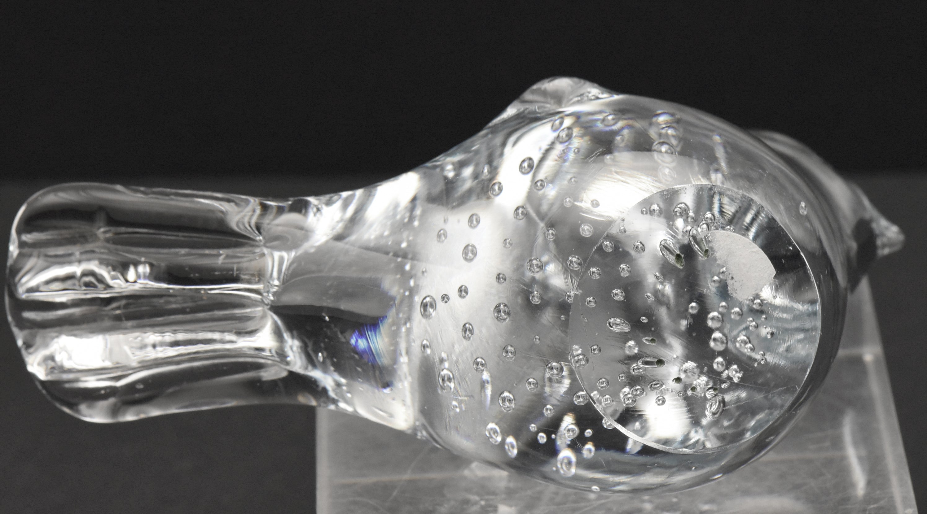 Vintage Colorless Glass Bird Figurine Paperweight