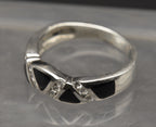 Vintage Sterling Silver Black Onyx and Rhinestone Ring - Size 5.25