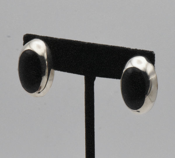 Vintage Sterling Silver Mexican Black Onyx Earrings