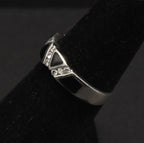 Vintage Sterling Silver Black Onyx and Rhinestone Ring - Size 5.25