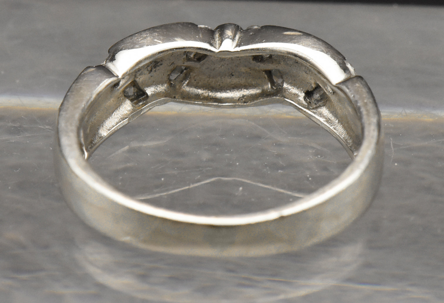 Vintage Sterling Silver Black Onyx and Rhinestone Ring - Size 5.25