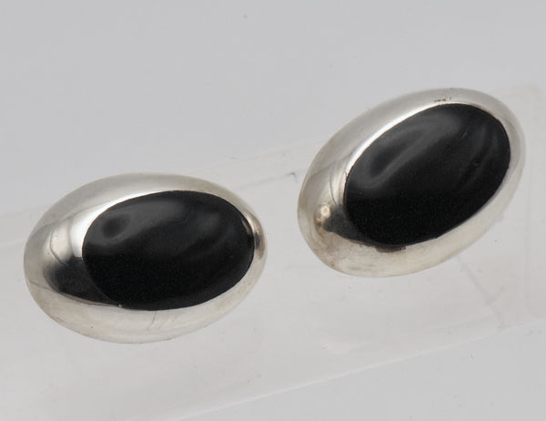 Vintage Sterling Silver Mexican Black Onyx Earrings